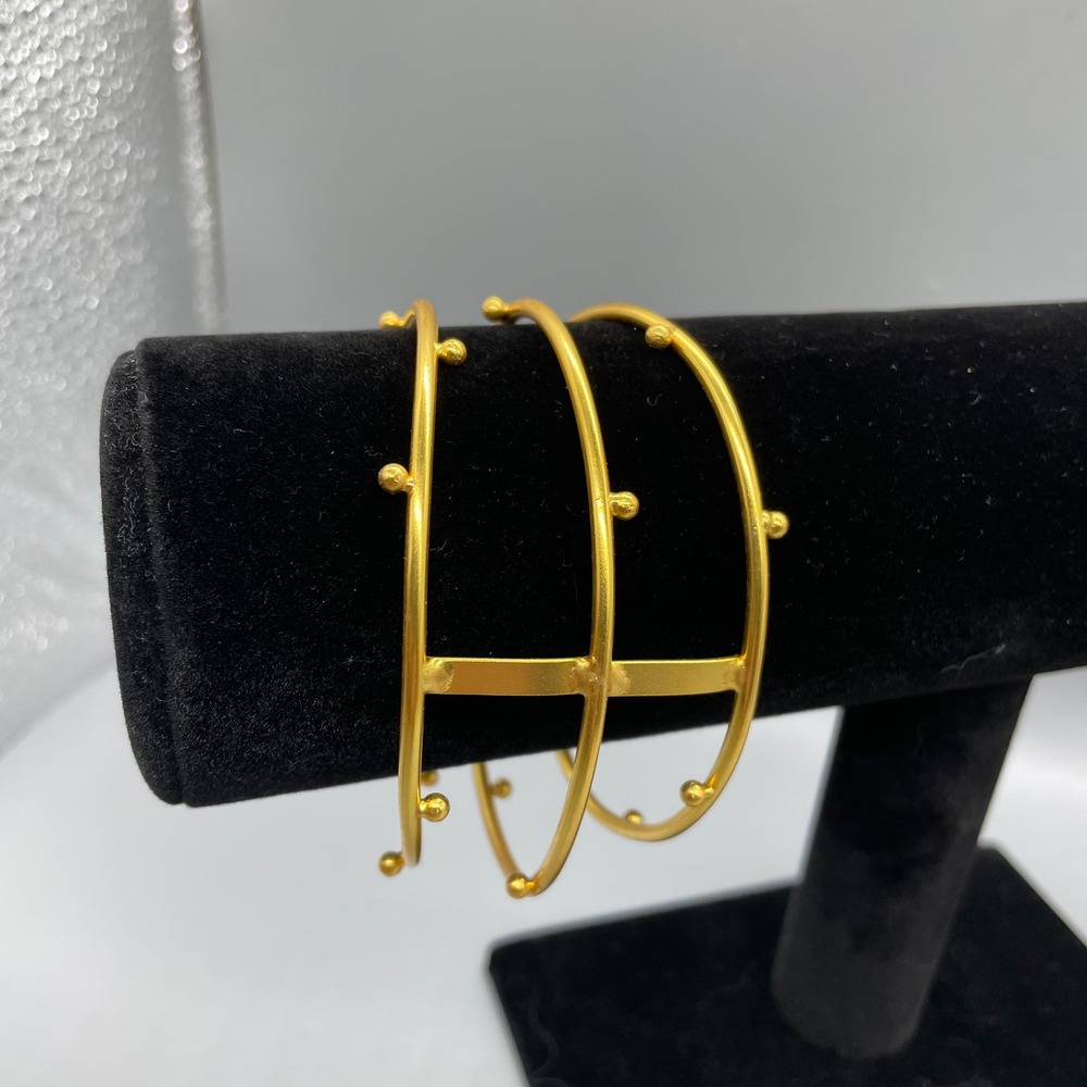 Gold‎ Tone Multi Band Pearl Tipped Cuff Bracelet Statement Cage Bangle